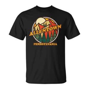 T-shirt vintage imprimé souvenir de randonnée en montagne Allentown Pennsylvania, vêtements promotionnels rétro - Product Image 1