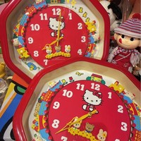 Jam Dinding Plastik Kereta Kecil Kartun HelloKitty Model Berputar Delapan Sisi 155 Jam Gantung Rumah