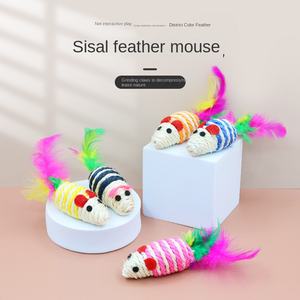 Juguete Interactivo para Mascotas, Juguete de Sisal para Gatos, Juguete de Entrenamiento para Gatos, Simulación de Ratón con Plumas para Gatos - Product Image 3