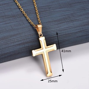 Collier pendentif croix en acier inoxydable tendance pour femmes et hommes, bijou religieux chrétien, amulette de prière, chaîne en métal - Product Image 2