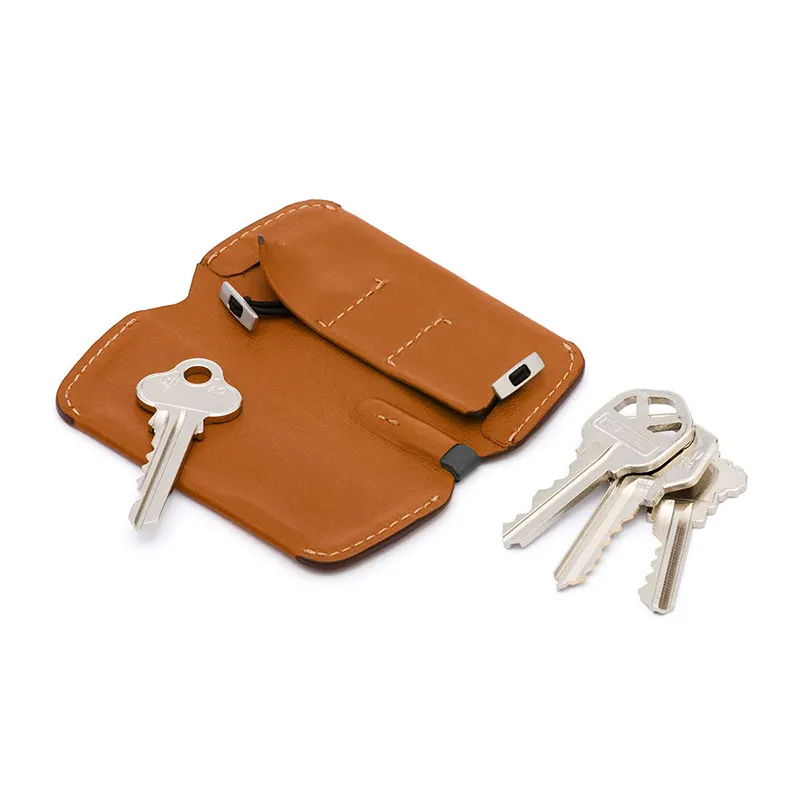 Custom logo Full grain leather key organizer slim full grain leather key holder case