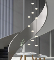 Nordique minimaliste fer longue hauteur réglable acrylique boule ronde chaîne LED suspension lumière pour escalier moderne Villa Duplex Loft