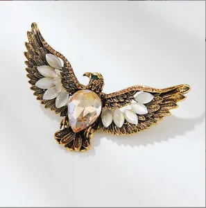 Vintage Kristal Dier Adelaar Broches Voor Vrouwen Grote Vogel Broche Pin Mode Jurk Accessoires Schattige Sieraden