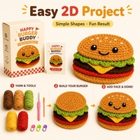Kit de sous-verres mascotte Burger Coaster, kit de crochet pour débutants, cadeaux promotionnels pour restaurants, bars, cafés