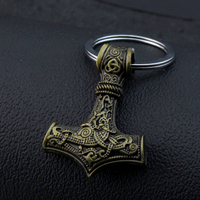 Porte-clés tendance en alliage, motif marteau de Thor Mjolnir, amulette viking scandinave nordique, avec logo personnalisé
