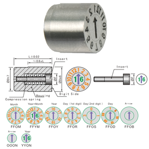 Nhà Máy bán hàng trực tiếp Chất lượng cao kim loại số ngày tem năm tháng ngày ffob stamping tem cho khuôn ép nhựa - Product Image 2