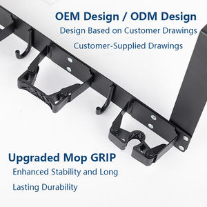 Organisateur de <span class=keywords><strong>balais</strong></span> et serpillères en métal noir, pliable, à <span class=keywords><strong>accrocher</strong></span> sur la porte - Product Image 4