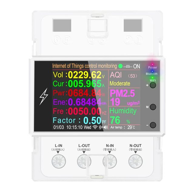 100A Tuya WiFi Din Rail Smart Switch Remote Control AC 220V 110V Digital Power Energy Volt Amp Kwh Frequency Factor Meter