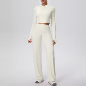 Conjunto de 2 Piezas para Mujer: Chaqueta con Cierre y Pantalones Rectos Holgados, Color Sólido, Transpirable y con Microcepillado, para Deportes, Running, Yoga y Fitness - Product Image 6