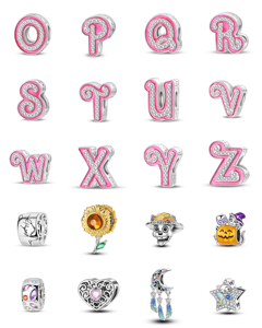 Pendentif Breloque Fleur d'iris, Tournesol Nuit Étoilée, Perles à clip, Accessoire DIY pour bracelet, en Cuivre plaqué argent avec Zircon et Cœur, Nouveau style - Product Image 1