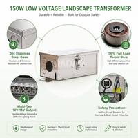 Transformateur multi-sorties 12-15V en acier inoxydable 304, basse tension 120VAC, durable, 150W, pour systèmes d'éclairage paysager extérieur
