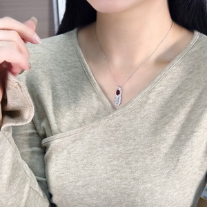 9 colliers personnalisés avec pendentif plume Boho, en argent Sterling 925, coupe ovale 6x8mm, bijoux en pierre naturelle et cristal pour femmes - Product Image 3