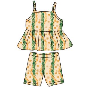 Leopard Printed Adjustable Strings Sling Ruffle Skirt Tight <b>Shorts</b> Set Spandex/Organic Cotton Anti-Pilling Girls' Clothing Sets - Product Image 4