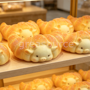 Cute Calf Croissant Slow Rebound Pu Cartoon Cow Head Artificial Butter Bread Kawaii Desktop Food Gift Teach <b>Prop</b> Model PU Gold - Product Image 2