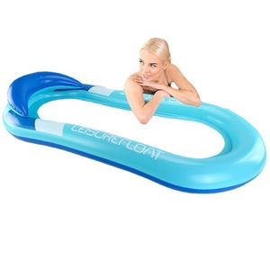 Inflatable Floating Bed 170x75cm Light Blue With <b>Backrest</b> For Pool Lounge Adult Use - Product Image 5