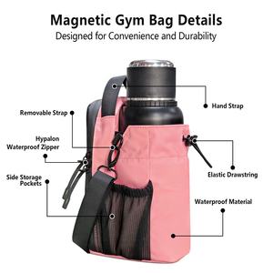 Custom Logo Waterproof Zipper Phone Pocket Magnetic Gym Bag with Water Bottle Holder Sport Fitness <strong>Gymbag</strong> for <strong>Women</strong> Men - Product Image 3