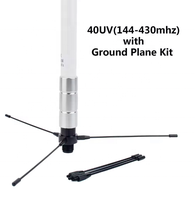 Antenne de base extérieure étanche en fibre de verre double bande VHF UHF 144/430 MHz avec support de montage et kit de plan de terre pour radio bidirectionnelle