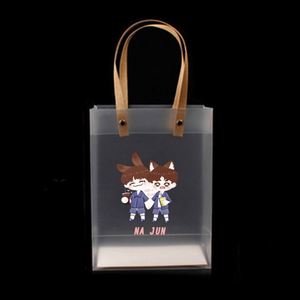 Sac cadeau de mariage personnalisé avec logo, emballage en plastique transparent givré, sac de shopping imperméable en PP avec poignée - Product Image 5