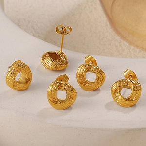 Twisted Gold Stud <b>Earrings</b> Irregular Shape Fashion Jewelry For Women Elegant Design Statement <b>Earrings</b> Stainless Steel <b>Post</b> - Product Image 2