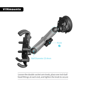 VINmounts 17cm Long Double Socket Arm Compatible with B Size 1" Ball Components for Phone <b>Stand</b> or Camera Holder VIN-B-17 - Product Image 5