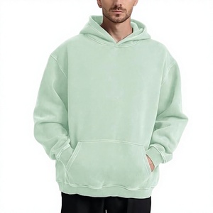 Hoodie unisexe court vintage délavé à l'acide, personnalisable avec logo, épais, à ourlet brut, en molleton bouclette, coupe oversize, avec impression en relief - Product Image 2