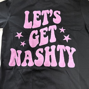 European American Women's Sexy Cotton T-Shirt Nashville Bachelorette Party 'Let's Get Nashty' Letter Decoration Loose Summer - Product Image 3