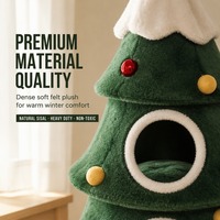 Arbre à chat multi-niveaux style Noël, structure d'escalade en peluche et sisal, griffoir, niche douillette pour chats d'intérieur