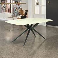 Usine chinoise vend personnalisé moderne lumière luxe pieds métalliques en céramique table verre trempé meubles de salle à manger 4 places pour