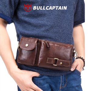 Bolsos de Hombro BULLCAPTAIN, Bandolera Personalizada, Delgada, de Piel Vacuna, Riñonera para Hombre, Bolsos de Cintura, Bolsillo en el Pecho de Cuero Genuino - Product Image 2