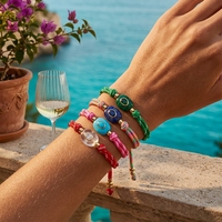 Bracelet tressé artisanal ajustable SongYi avec pendentifs en pierres précieuses naturelles – Bijoux d'été pour stations balnéaires