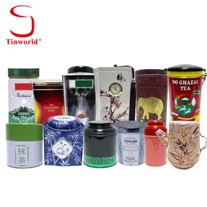 फैक्टरी कस्टम Tinplate कनस्तर भंडारण कंटेनर आयताकार दौर धातु बॉक्स पैकेजिंग लक्जरी चाय ढीला चाय के लिए टिन कर सकते हैं