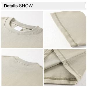 AR006 Wholesale 100% Cotton Men's Solid Knitted Oversized T-Shirt High Quality 385 Grams Drop Shoulder Custom Logo Printing - Product Image 4
