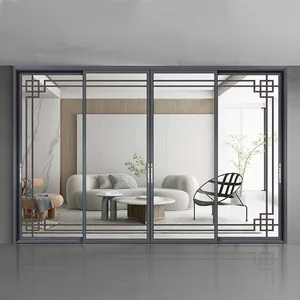 Toptan fiyat alüminyum çerçeve veranda kapısı Modern tasarım alüminyum çift cam sürgülü kapı