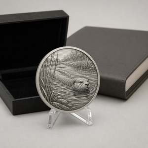 Pièce de monnaie commémorative 3D en relief personnalisée en gros, motif Otter de la <span class=keywords><strong>rivière</strong></span>, finition antique, pièce de défi, cadeau souvenir, fabrication OEM ODM - Product Image 2