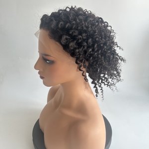 Perruque Courte Bouclée en Cheveux Humains Vierges HD Lace Sans Colle Ultra Respirante et Légère, Idéale pour le Quotidien, le Bureau et les Fêtes - En Stock - Product Image 2