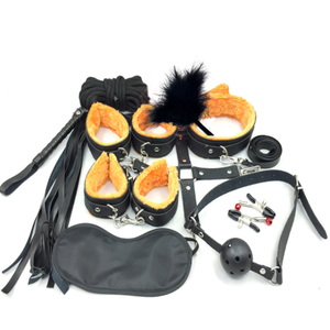 Set Bondage 10 Pezzi/Kit in Pelle, Kit Bondage con Pelliccia, Giochi per Adulti, Cintura, Manette, Prodotti <span class=keywords><strong>SM</strong></span> - Product Image 1