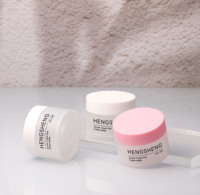 Pot en plastique PP rose et blanc givré de 30g emballage cosmétique vide pour crèmes de soin de la peau poudre libre et faux cils