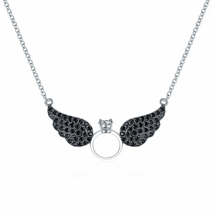 2025 MS moda ciondolo corto all'ingrosso nuovo <span class=keywords><strong>giapponese</strong></span> e coreano ali d'angelo pieno di diamanti collana di cristallo - Product Image 3