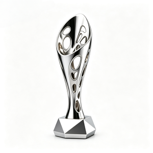 Luxury Polished Metal Trophy with Abstract Hollow <b>Design</b> CNC & for Machined Customizable Recognition Awards - Product Image 1
