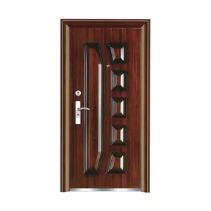 Factory Custom Security Doors Exterior Steel Door Wood Grain Metal Entry Doors For House