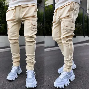 Erkek kargo pantolon spor salonları spor spor yansıtıcı pantolon erkekler Casual Jogger pantolon Hip Hop Joggers Sweatpants kargo pantolon