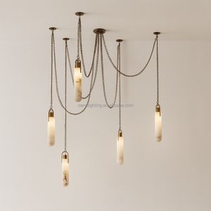 Lampadario Moderno in Marmo Naturale Spagnolo a Fiocco di Neve per <span class=keywords><strong>Soggiorno</strong></span>, Villa di Design, Bar, Rettangolare Multi-Testa Sospeso - Product Image 3