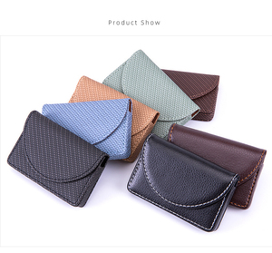 Titulaire de la carte de crédit d'affaires en cuir PU tissé poche mince porte-cartes nominatives magnétique fermé porte-cartes de visite pour hommes femmes - Product Image 6