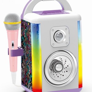 Wholesale Kids <b>Bluetooth</b> Karaoke Speaker Toy with <b>Microphones</b> Flash Light Home Party Singing Educational Musical Toy - Product Image 5