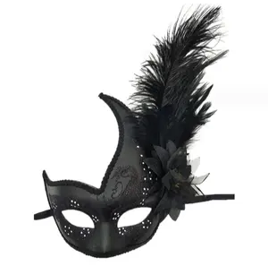 Christmas Mardi Gras Wedding Venetian Carnival Dyed Masquerade Halloween Party Feather Mask For Party Holiday Supply
