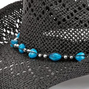 Sombrero <span class=keywords><strong>de</strong></span> vaquero occidental <span class=keywords><strong>de</strong></span> cuero calado estilo bohemio con rayas, <span class=keywords><strong>de</strong></span> ala ancha, para playa, <span class=keywords><strong>de</strong></span> verano, con protección solar, transfronterizo - Product Image 4