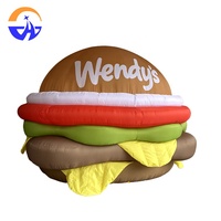 Simulation d'un restaurant fast-food hamburger et frites pour les activités de plein air, modèle de hamburger de dessin animé gonflable