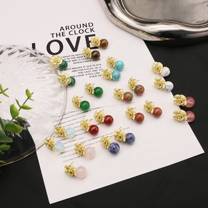Véritable 18K Plaqué Or Fine Jewelry Boucles D'oreilles En Pierre Naturelle Pour Les Femmes De Mariage Cadeaux De Fiançailles Boucles D'oreilles Simples En Gros - Product Image 3