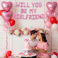 Ballons en feuille de lettres « Pink Will You Be My Girlfriend » durables et recyclables pour la Saint-Valentin, la décoration romantique, les mariages et les fêtes