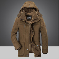 Veste d'hiver pour homme Parka Plus Velours Épais Multi-poches Vestes Parkas Solides Homme Grande Taille Coupe-vent Polaire Chaud Épais Manteaux